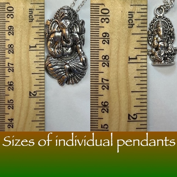 “Lucky Ganesh” Silver Hindu Elephant God Handmade 2-Layer Adjustable Necklace - Picture 14 of 16